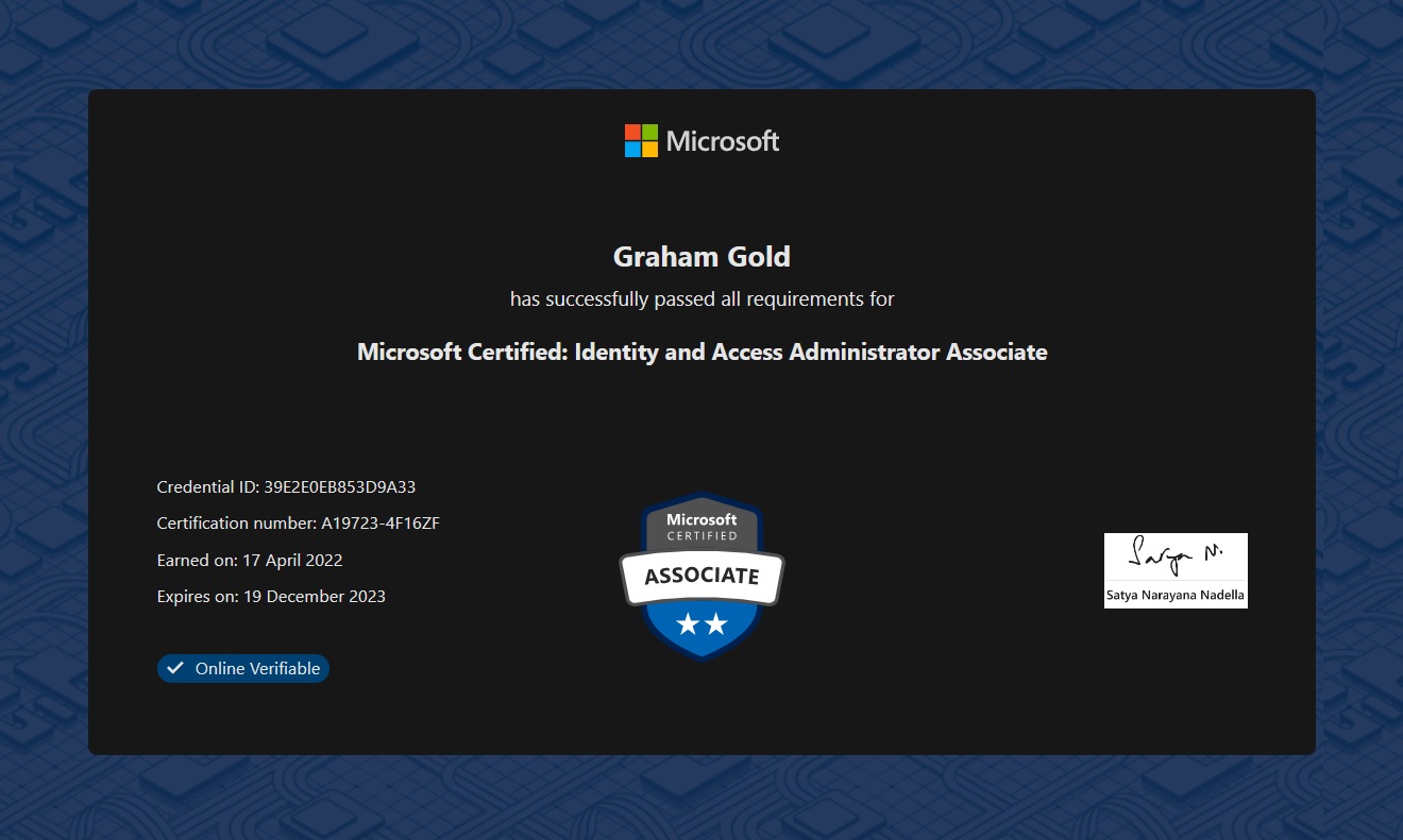 Microsoft Identity & Access Administrator Cert