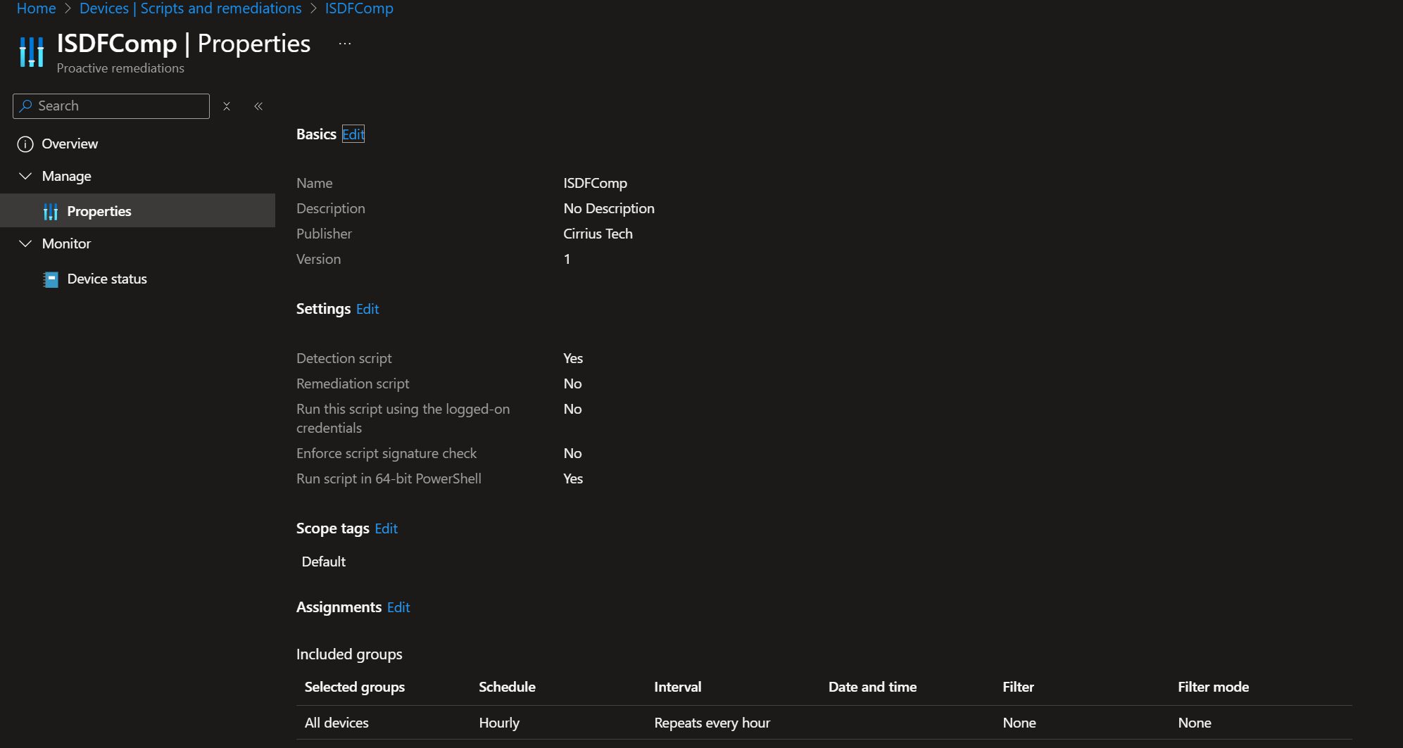 Intune Compliance Settings